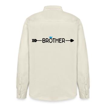 Brother - Relaxed Fit Unisex Organic Shirt by Stanley/Stella - soft Ecru - Back - AI Model Male 178 light (178cm)