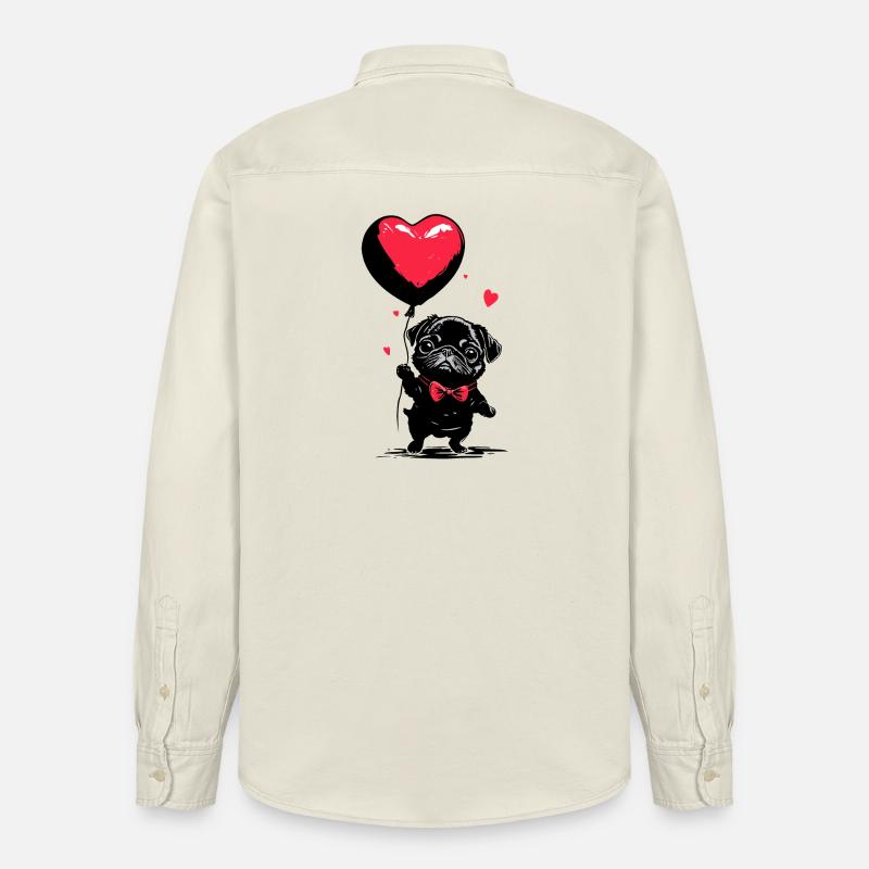 Mops mit Herz Luftballon - Heartful Creatures - Relaxed Fit Unisex Organic Hemd von Stanley/Stella - Natur