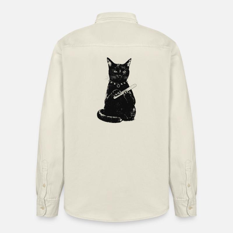 Chat avec lime à ongles - Chemise unisexe coupe décontractée bio Stanley/Stella - écru doux