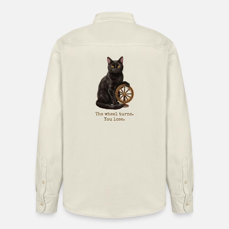 La roue tourne le chat - Chemise unisexe coupe décontractée bio Stanley/Stella - écru doux