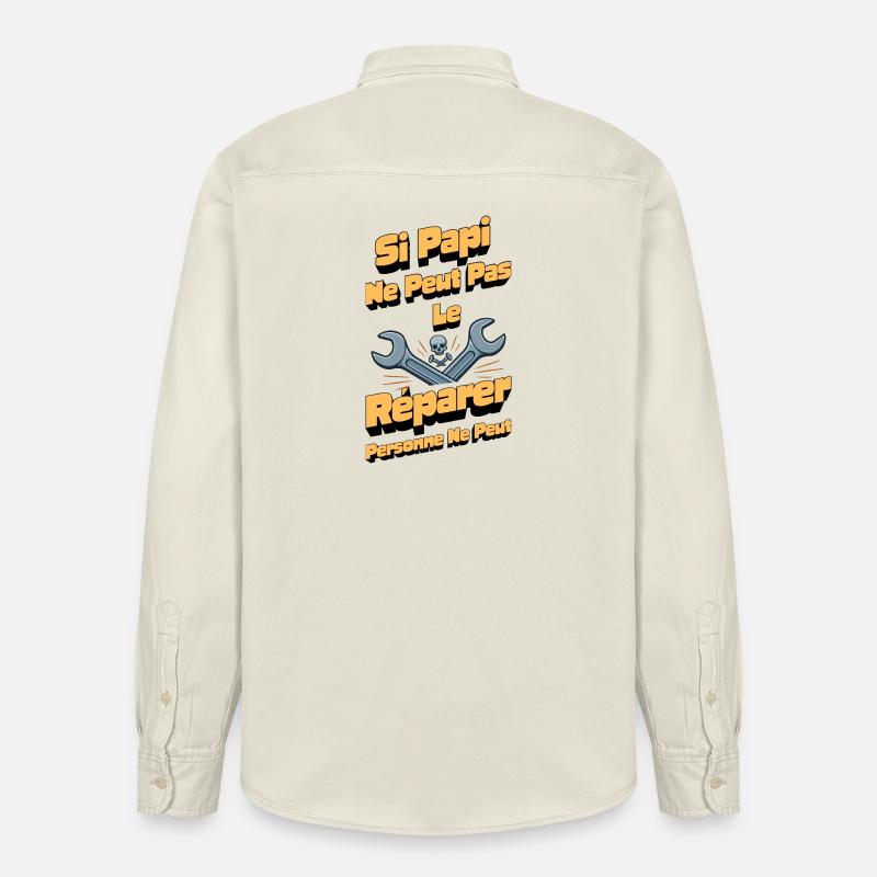 Papi Répare Tout Cadeau Humour - Chemise unisexe coupe décontractée bio Stanley/Stella - écru doux