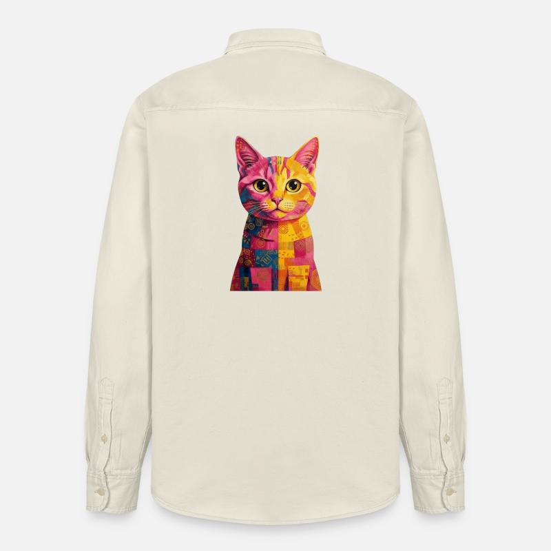 Pop Art Katze - bunt - Relaxed Fit Unisex Organic Hemd von Stanley/Stella - Natur