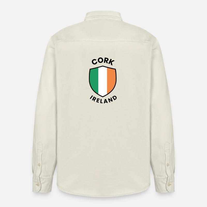 Tricolore du Bouclier d’Irlande de Cork - Chemise unisexe coupe décontractée bio Stanley/Stella - écru doux