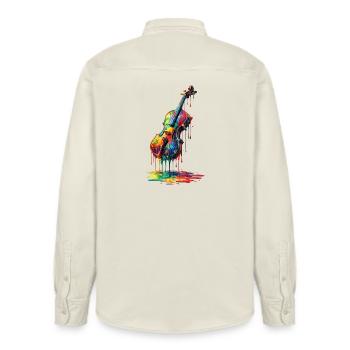 Violin with dripping paint - Relaxed Fit Unisex Organic Shirt by Stanley/Stella - soft Ecru - Back - AI Model Male 178 light (178cm)
