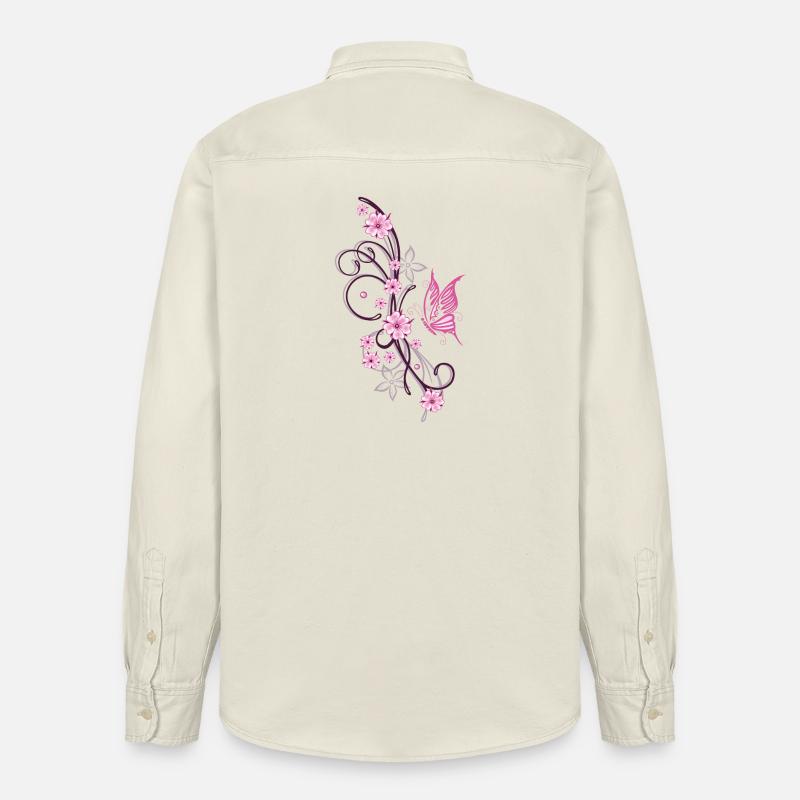 Fleurs de cerisier Fleurs Printemps Sakura - Chemise unisexe coupe décontractée bio Stanley/Stella - écru doux