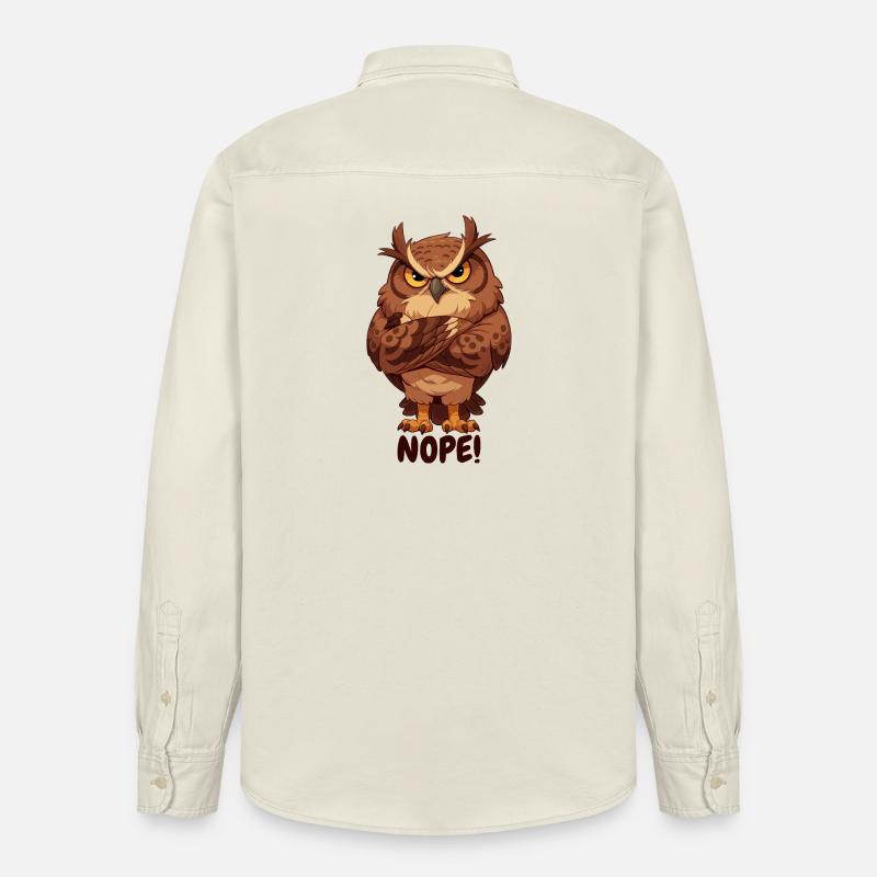 Nope! Grimmige Eule mit Attitüde - Relaxed Fit Unisex Organic Hemd von Stanley/Stella - Natur