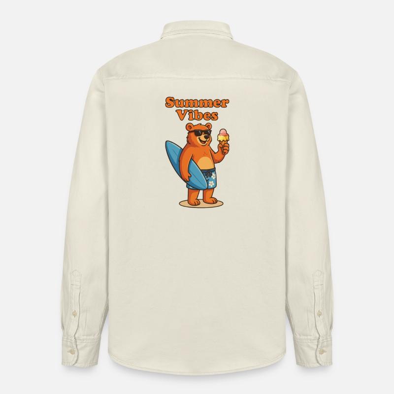 Summer Vibes Bear - Sommerbär mit Eis - Relaxed Fit Unisex Organic Hemd von Stanley/Stella - Natur
