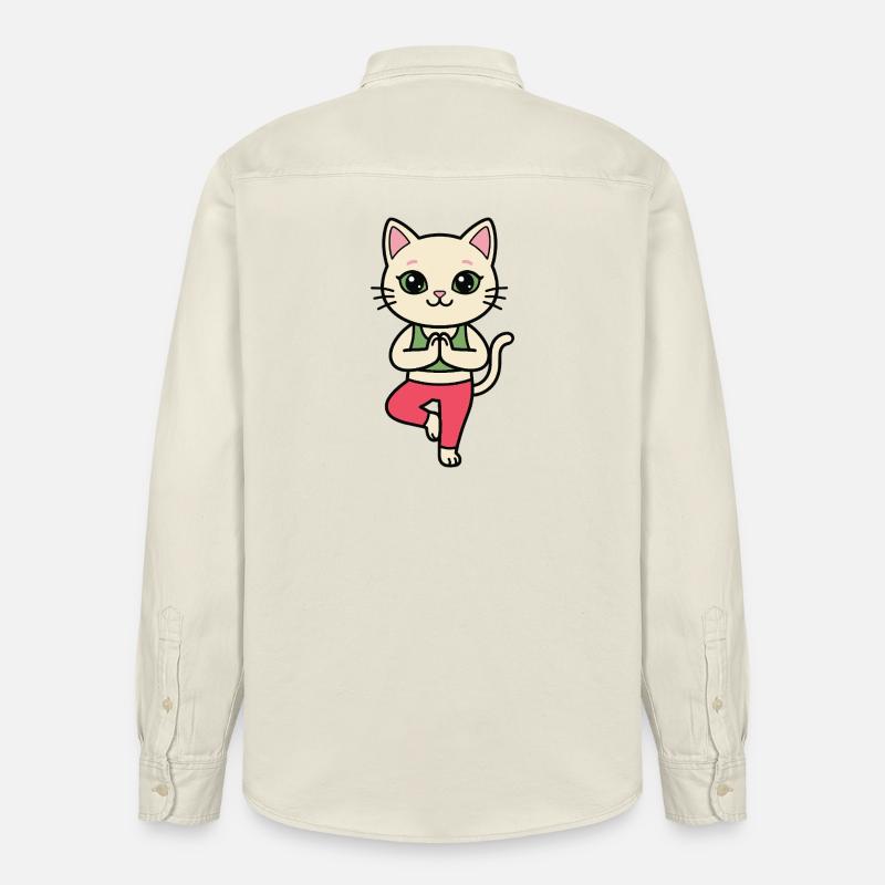Yoga Cat - Chemise unisexe coupe décontractée bio Stanley/Stella - écru doux