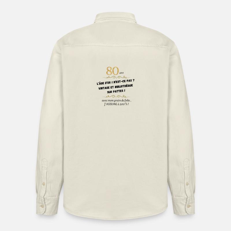 80 ans exceptionnel - Chemise unisexe coupe décontractée bio Stanley/Stella - écru doux