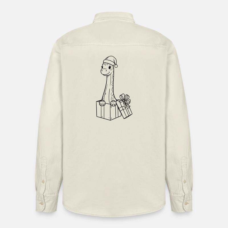 Weihnachts-Giraffe mit Geschenken Illustration - Relaxed Fit Unisex Organic Hemd von Stanley/Stella - Natur