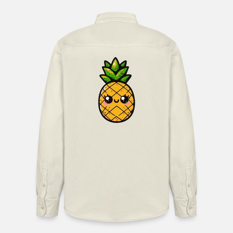 Ananas kawaii avec feuillage vert - Chemise unisexe coupe décontractée bio Stanley/Stella - écru doux