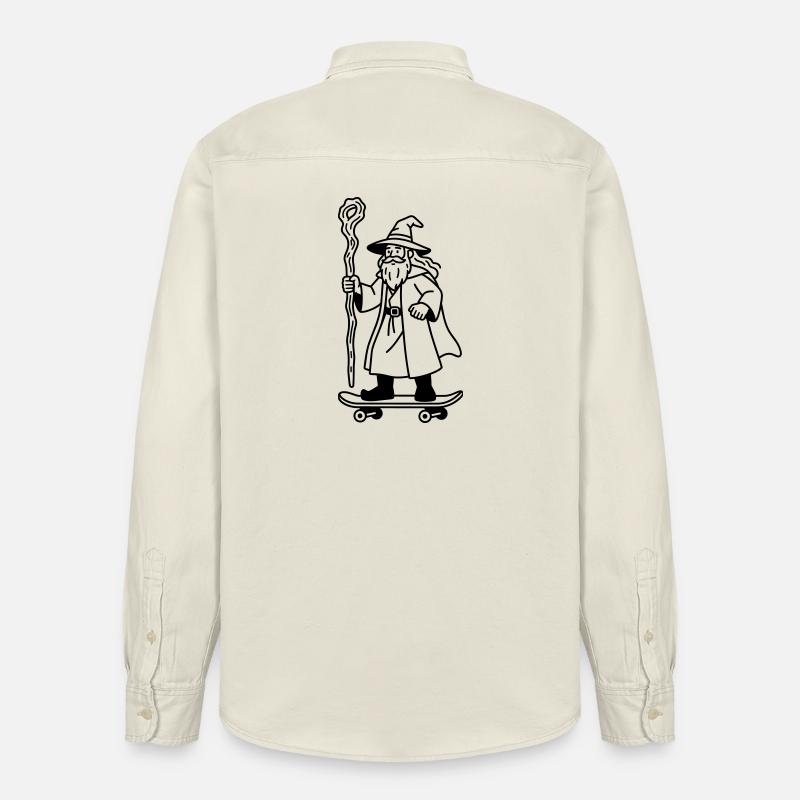 Wizard sur skateboard - Chemise unisexe coupe décontractée bio Stanley/Stella - écru doux