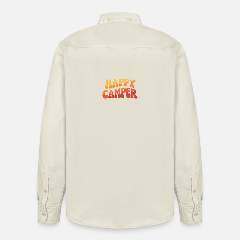Happy Camper Gradient Text - Relaxed Fit Unisex Organic Hemd von Stanley/Stella - Natur