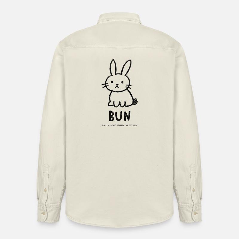 Chignon graphique naïf – Imprimé devant - Chemise unisexe coupe décontractée bio Stanley/Stella - écru doux