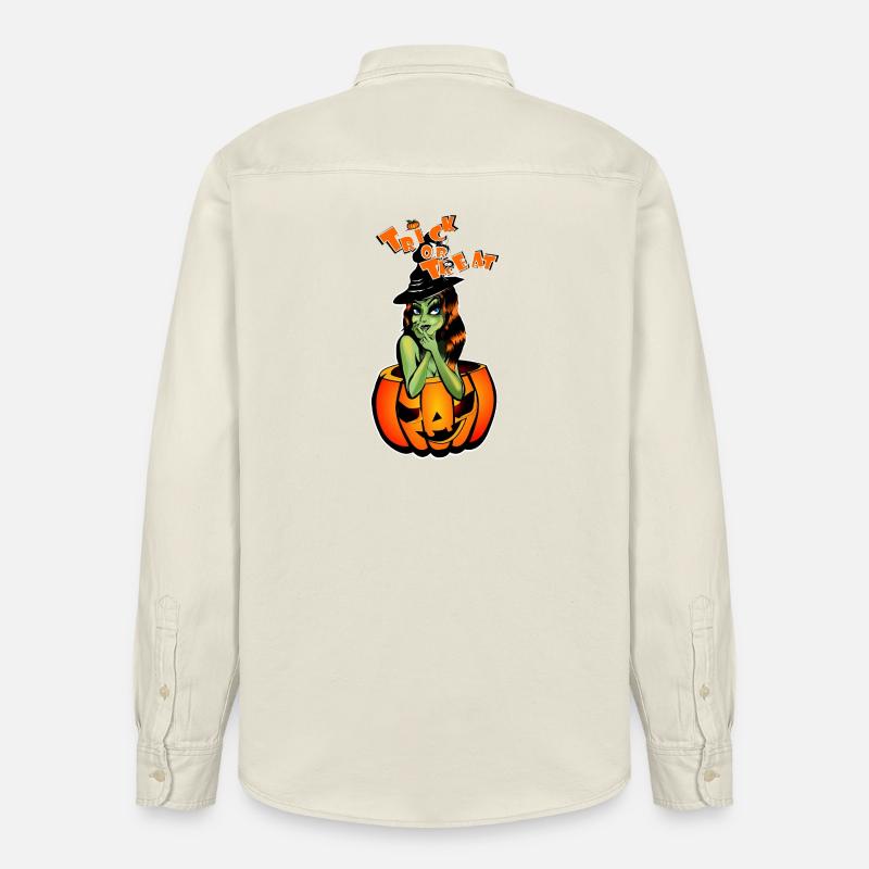 Süßes oder Saures Hexe im Kürbis - Relaxed Fit Unisex Organic Hemd von Stanley/Stella - Natur