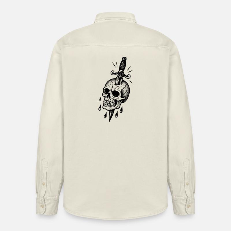Zerbrochener Schädel mit einem Dolch - Relaxed Fit Unisex Organic Hemd von Stanley/Stella - Natur