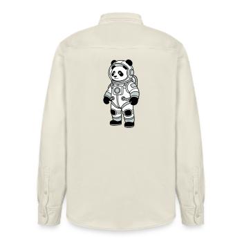 Combinaison spatiale panda bear - Chemise unisexe coupe décontractée bio Stanley/Stella - écru doux - Dos - AI Model Male 178 light (178cm)