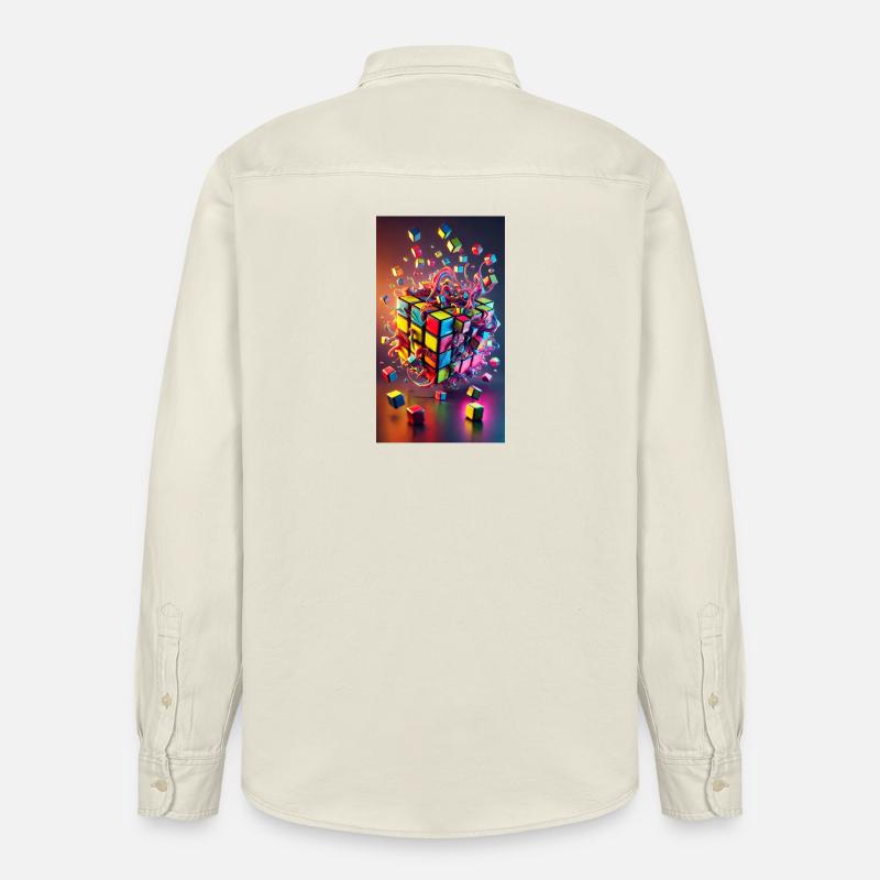 Cube d’explosion de couleur - Chemise unisexe coupe décontractée bio Stanley/Stella - écru doux