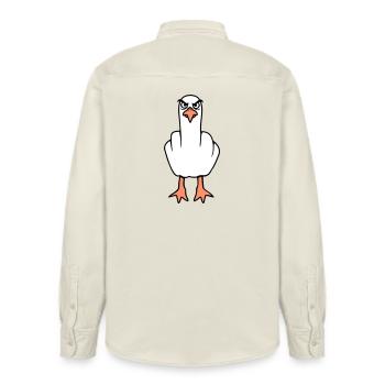 Seagull middle finger insult stinky finger naughty - Relaxed Fit Unisex Organic Shirt by Stanley/Stella - soft Ecru - Back - AI Model Male 178 light (178cm)