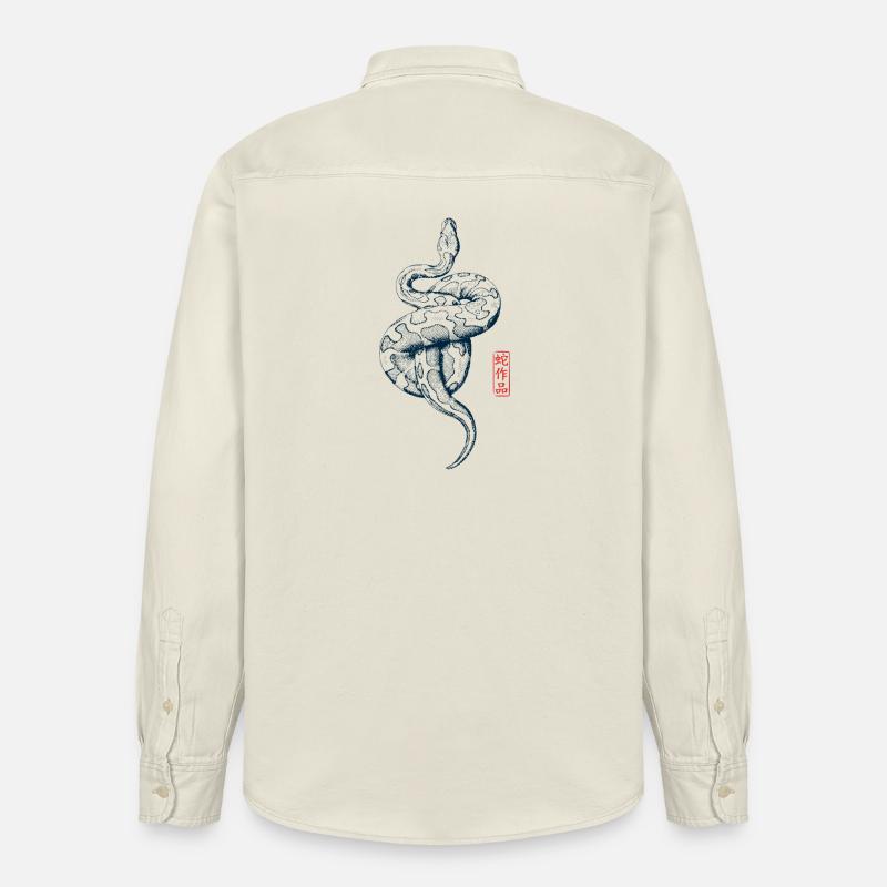 Python mit Kanji Stempel - Relaxed Fit Unisex Organic Hemd von Stanley/Stella - Natur