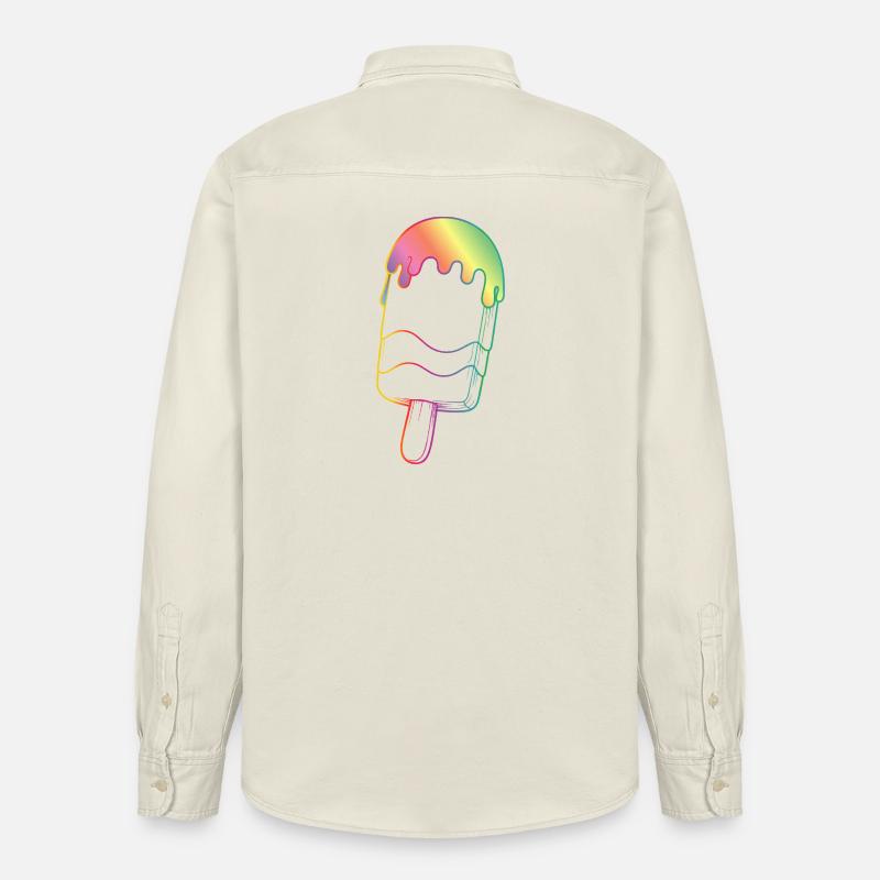 Regenbogen Eis Outline Neon Style  - Relaxed Fit Unisex Organic Hemd von Stanley/Stella - Natur