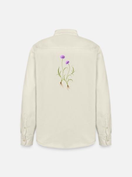 Meadow Flower Nature Illustration - Relaxed Fit Unisex Organic Shirt by Stanley/Stella - soft Ecru