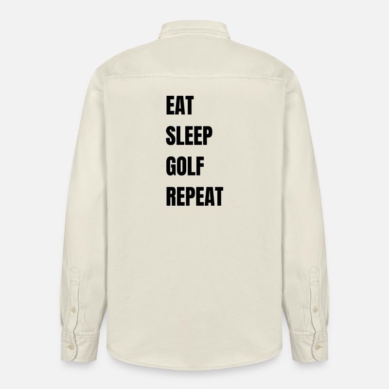 Eat Sleep Golf Repeat - Relaxed Fit Unisex Organic Hemd von Stanley/Stella - Natur