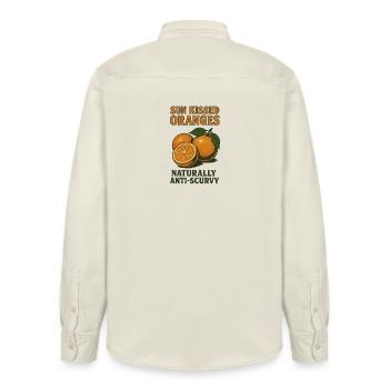 Orange Summer Fruit Citrus Paradise - Relaxed Fit Unisex Organic Shirt by Stanley/Stella - soft Ecru - Back - AI Model Male 178 light (178cm)