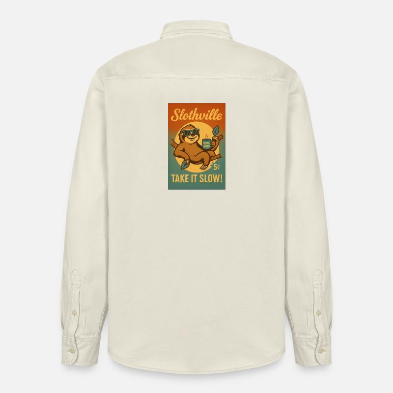 Faultier Slothville - Relaxed Fit Unisex Organic Hemd von Stanley/Stella - Natur