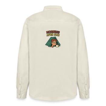 Der Morgen Danach Zelten Camping Festival - Relaxed Fit Unisex Organic Hemd von Stanley/Stella - Natur - Hinten - AI Model Male 178 light (178cm)