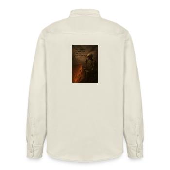 Die Welt vergeht - Relaxed Fit Unisex Organic Hemd von Stanley/Stella - Natur - Hinten - AI Model Male 178 light (178cm)