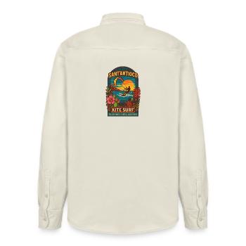 SANTANTIOCO_KITE_SURF - Relaxed Fit Unisex Organic Hemd von Stanley/Stella - Natur - Hinten - AI Model Male 178 light (178cm)