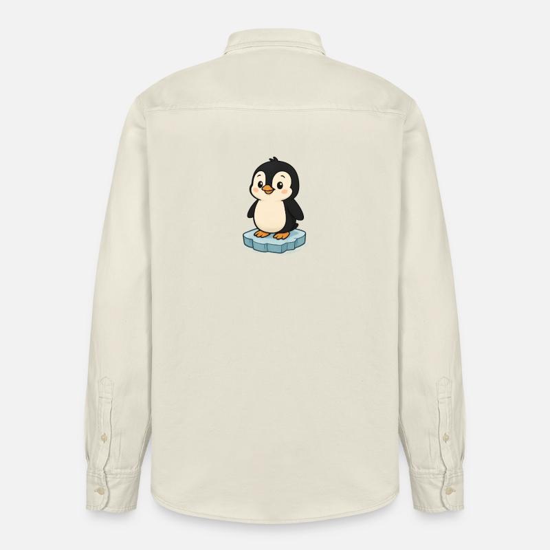 Niedlicher Pinguin auf Eisblock - Relaxed Fit Unisex Organic Hemd von Stanley/Stella - Natur