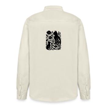 Elegant Cats & Flowers – Stylish - Relaxed Fit Unisex Organic Shirt by Stanley/Stella - soft Ecru - Back - AI Model Male 178 light (178cm)