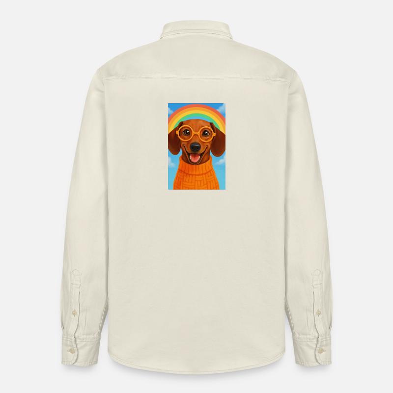 Glücklicher Hund mit Brille und Regenbogen - Relaxed Fit Unisex Organic Hemd von Stanley/Stella - Natur