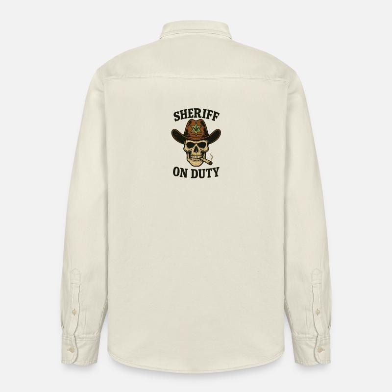 Sheriff Totenschädel mit Zigarre und Abzeichen - Relaxed Fit Unisex Organic Hemd von Stanley/Stella - Natur
