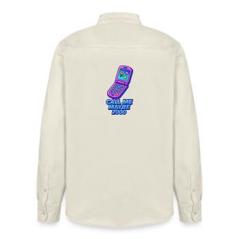 Retro Flip Phone mit Herz und Stern - Relaxed Fit Unisex Organic Hemd von Stanley/Stella - Natur - Hinten - AI Model Male 178 light (178cm)