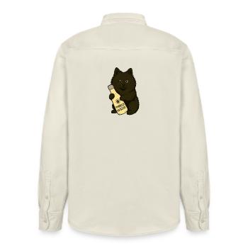 Cute Spitz (dog) with bottle - Relaxed Fit Unisex Organic Shirt by Stanley/Stella - soft Ecru - Back - AI Model Male 178 light (178cm)