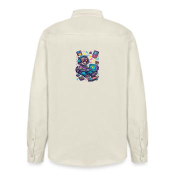 Waschbär Gamer - Relaxed Fit Unisex Organic Hemd von Stanley/Stella - Natur - Hinten - AI Model Male 178 light (178cm)