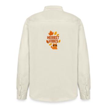 Fall Vibes | Cool Capybara in Autumn Mode - Relaxed Fit Unisex Organic Shirt by Stanley/Stella - soft Ecru - Back - AI Model Male 178 light (178cm)