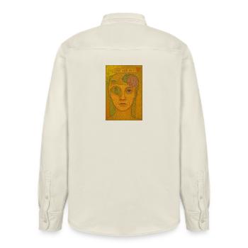Love and Rest Artistic Portrait - Relaxed Fit Unisex Organic Shirt by Stanley/Stella - soft Ecru - Back - AI Model Male 178 light (178cm)