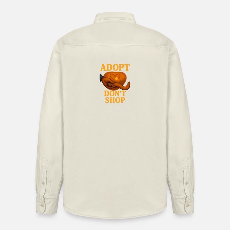 Conception empathique de l’adoption de chat - Chemise unisexe coupe décontractée bio Stanley/Stella - écru doux