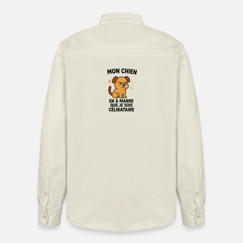 Chien en Colère et Célibataire - Chemise unisexe coupe décontractée bio Stanley/Stella - écru doux