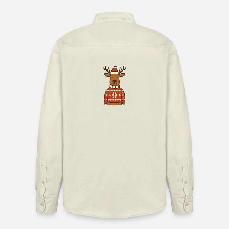Lustiges Rentier im Norweger-Pullover - Relaxed Fit Unisex Organic Hemd von Stanley/Stella - Natur