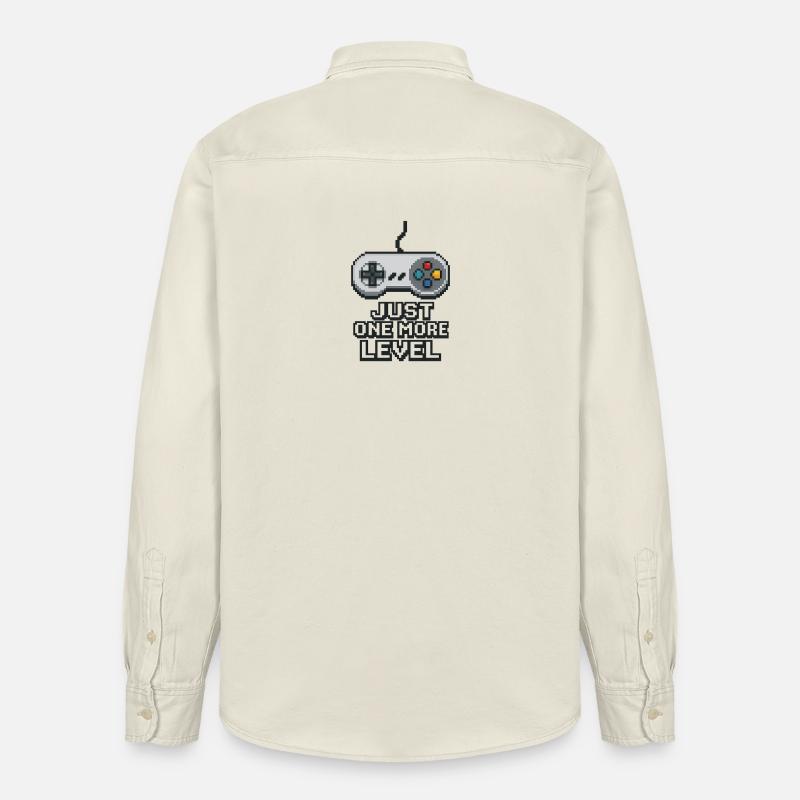 Pixel Neon Game Controller Design - Relaxed Fit Unisex Organic Shirt by Stanley/Stella - soft Ecru