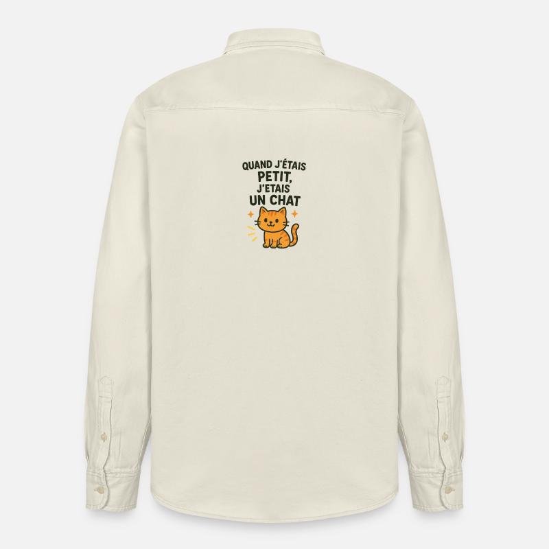 Chat mignon chaton quand j'étais petit - Chemise unisexe coupe décontractée bio Stanley/Stella - écru doux