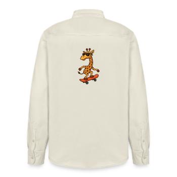 Girafe de skateboard élégante avec des lunettes de soleil - Chemise unisexe coupe décontractée bio Stanley/Stella - écru doux - Dos - AI Model Male 178 light (178cm)