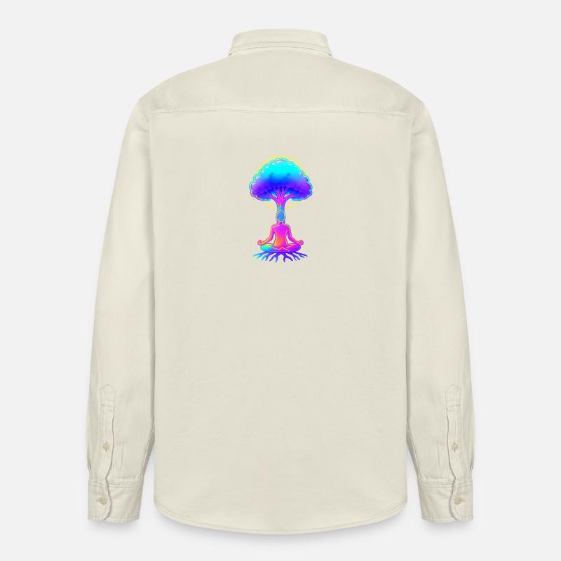 Neon Træ af Meditation - Stanley/Stella unisex skjorte afslappet pasform økologisk - blød ecru