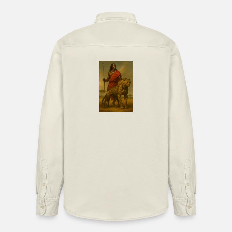 Guerrier Tribal avec Guépard – Illustration Épique - Chemise unisexe coupe décontractée bio Stanley/Stella - écru doux
