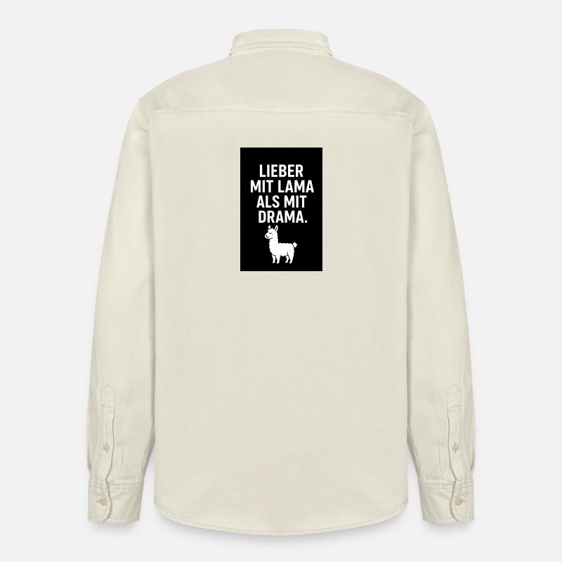 Lieber mit Lama als mit Drama - Relaxed Fit Unisex Organic Hemd von Stanley/Stella - Natur